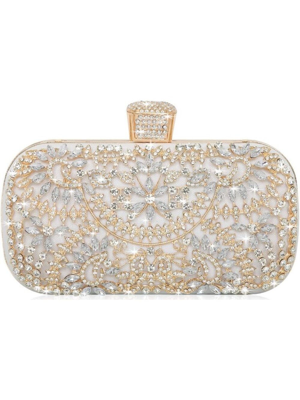 Rhinestone Evening Bag - Stylish Tote Shoulder Crossbody Handbag with Chain